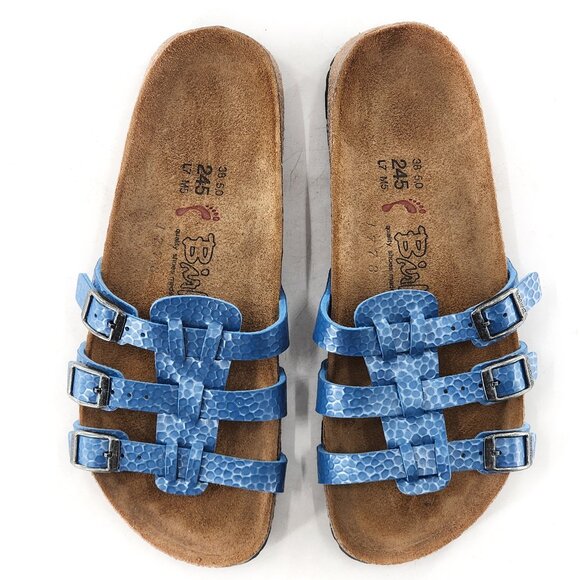 Birkenstock Shoes - BIRKI'S BIRKENSTOCK Flip Flops Shoes Womens Blue Slide Casual Sandals